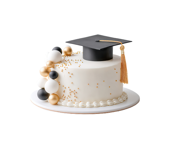 Gemini ha detto
Raffinata torta artigianale per laurea ricoperta di panna bianca, decorata con un tocco nero e nappa dorata, sfere decorative bianche, nere e oro di diverse dimensioni e una pioggia di zuccherini dorati.